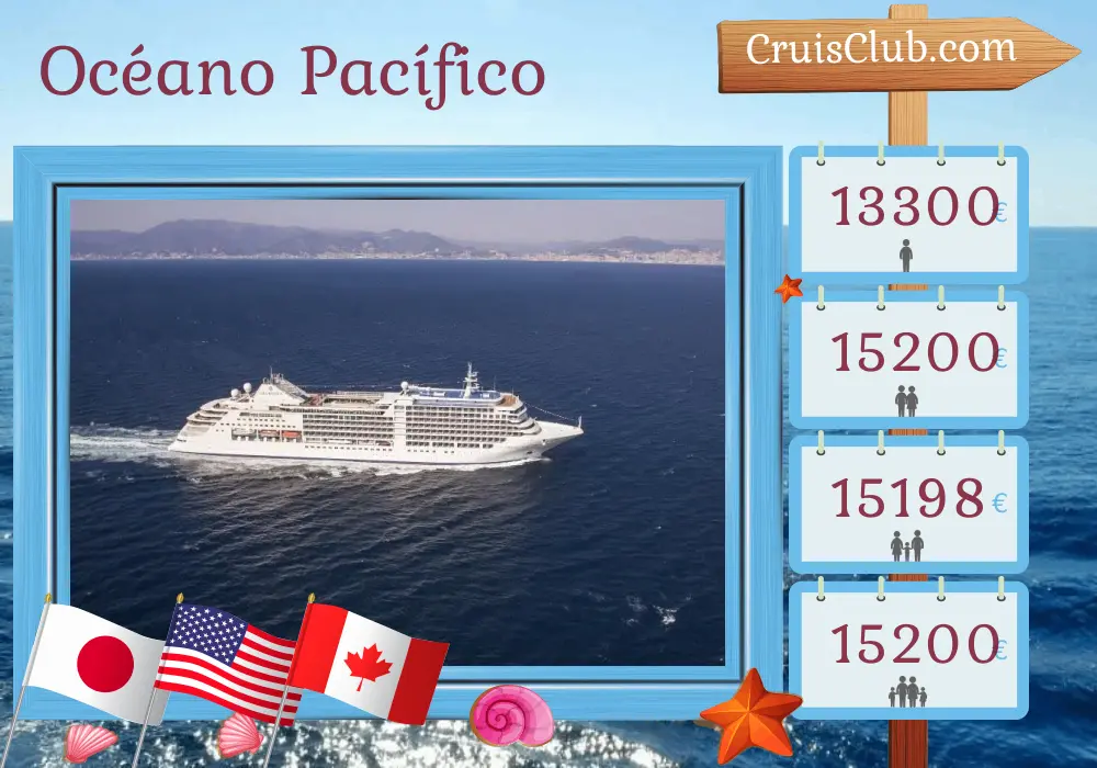 Crucero en el Océano Pacífico de Tokio a Vancouver a bordo del barco Silver Moon con visitas a Japón, EE. UU. y Canadá durante 18 días
