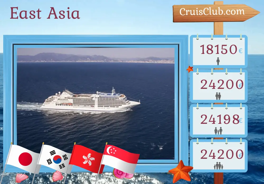Kreuzfahrt in Ostasien von Tokio nach Singapur an Bord des Schiffes Silver Moon mit Besuchen in Japan, Südkorea, Taiwan, Hongkong, Vietnam und Singapur für 17 Tage