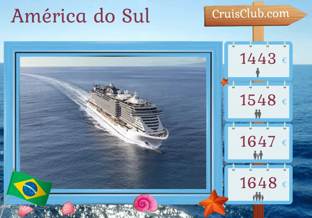 Cruzeiro na América do Sul a partir de Maceió a bordo do navio MSC Seaview com visitas ao Brasil por 8 dias