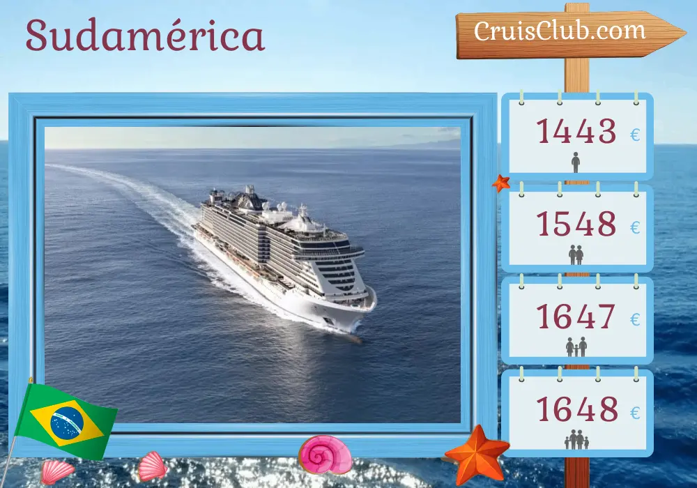 Crucero por Sudamérica desde Maceió a bordo del barco MSC Seaview con visitas a Brasil durante 8 días