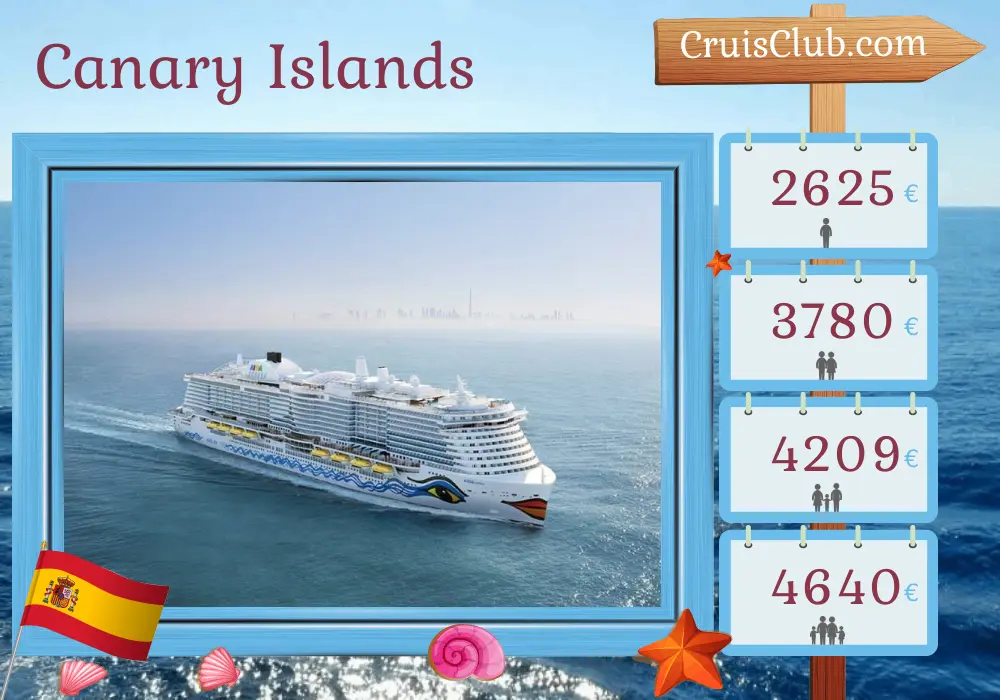 Cruise in the Canary Islands from Las Palmas aboard AIDAcosma ship with visits to Spain for 8 days