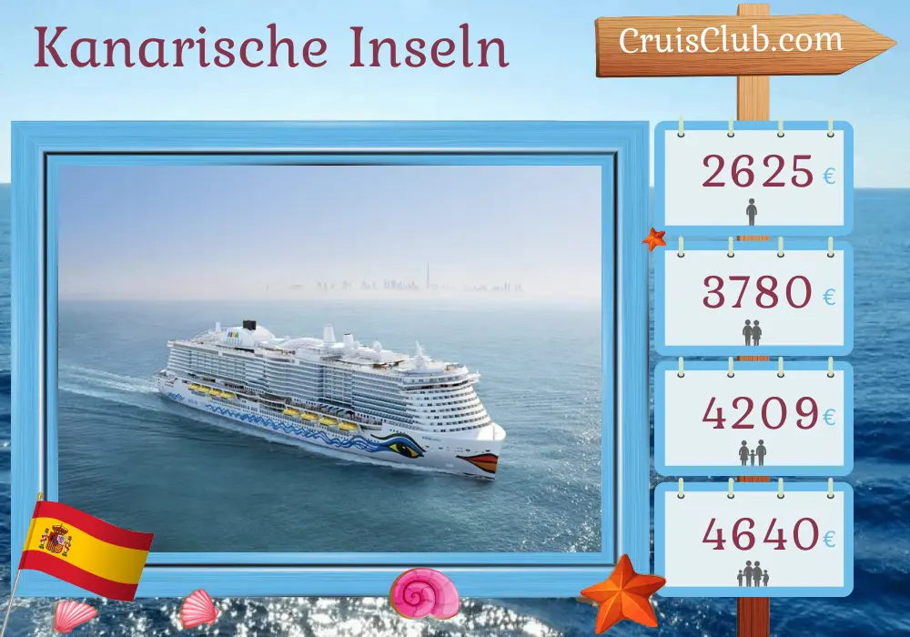 Kreuzfahrt in den Kanarischen Inseln ab Las Palmas an Bord des Schiffes AIDAcosma mit Besuchen in Spanien für 8 Tage