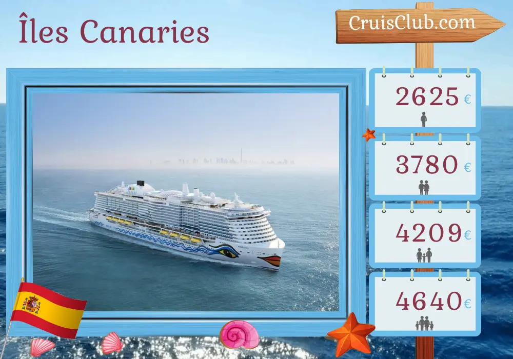 Croisière dans les îles Canaries au départ de Las Palmas à bord du navire AIDAcosma avec des visites en Espagne pendant 8 jours
