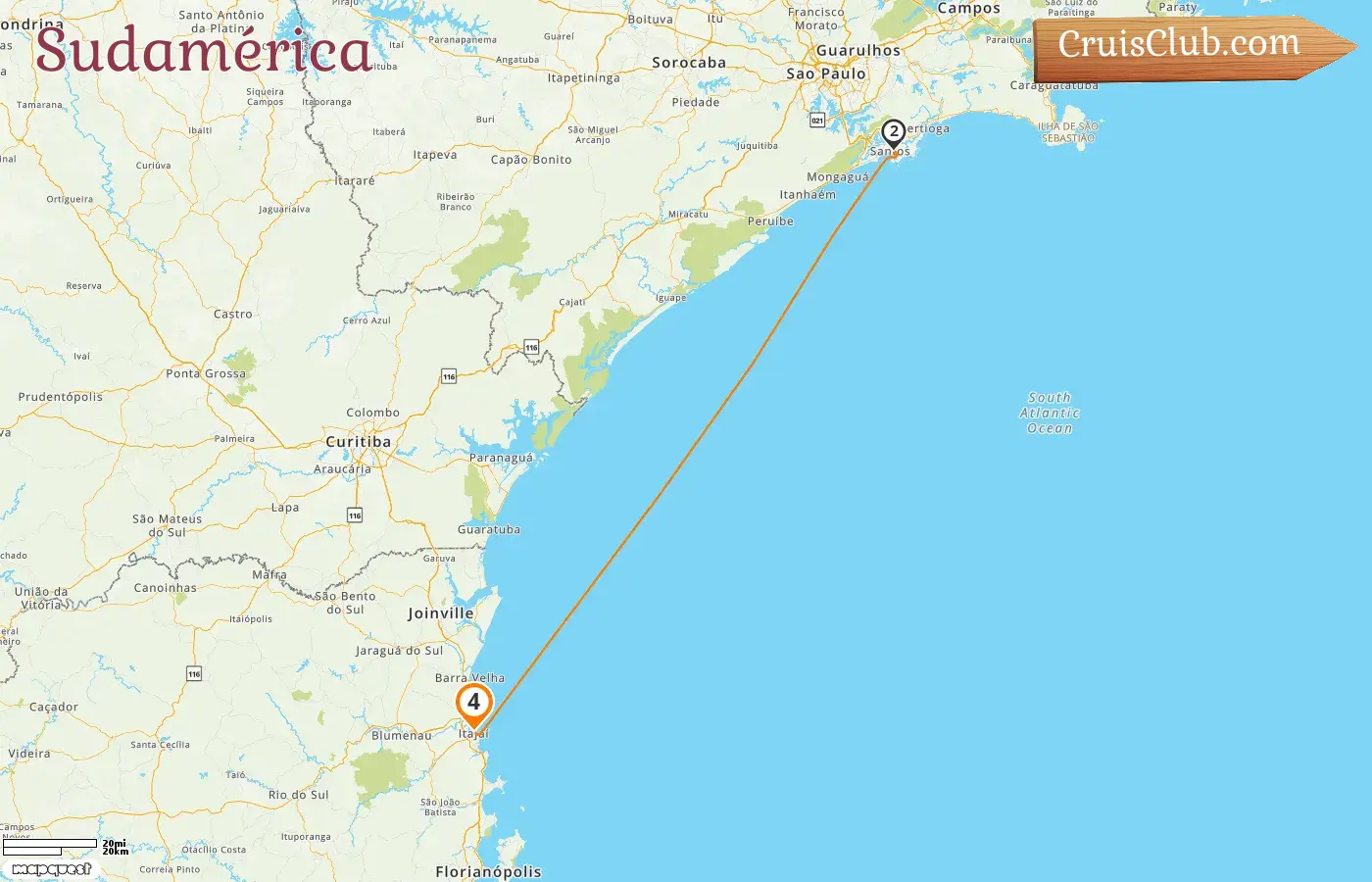 Crucero por Sudamérica desde Itajaí a bordo del barco Costa Diadema con visitas a Brasil durante 4 días