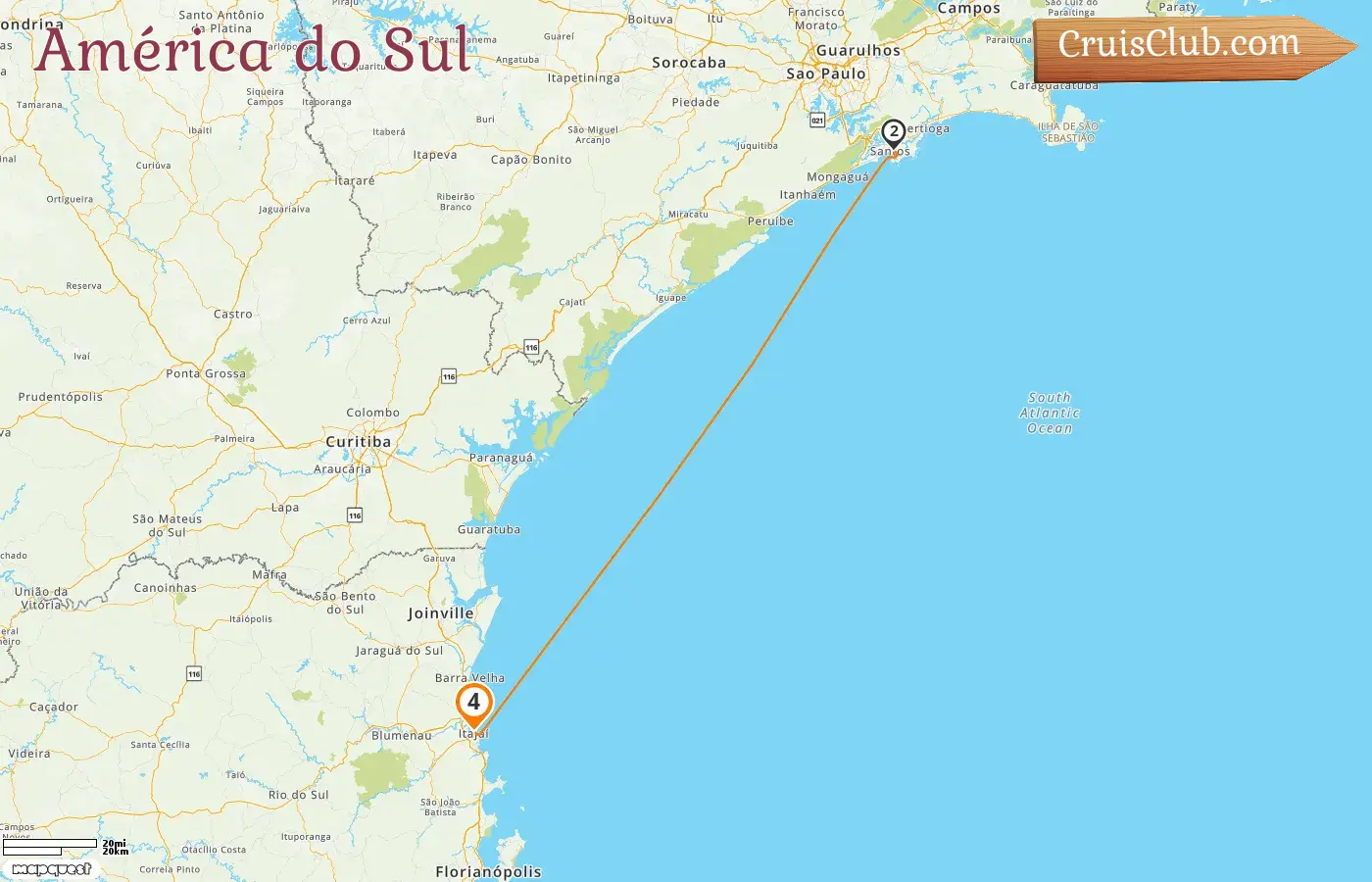 Cruzeiro na América do Sul saindo de Itajaí a bordo do navio Costa Diadema com visitas ao Brasil por 4 dias