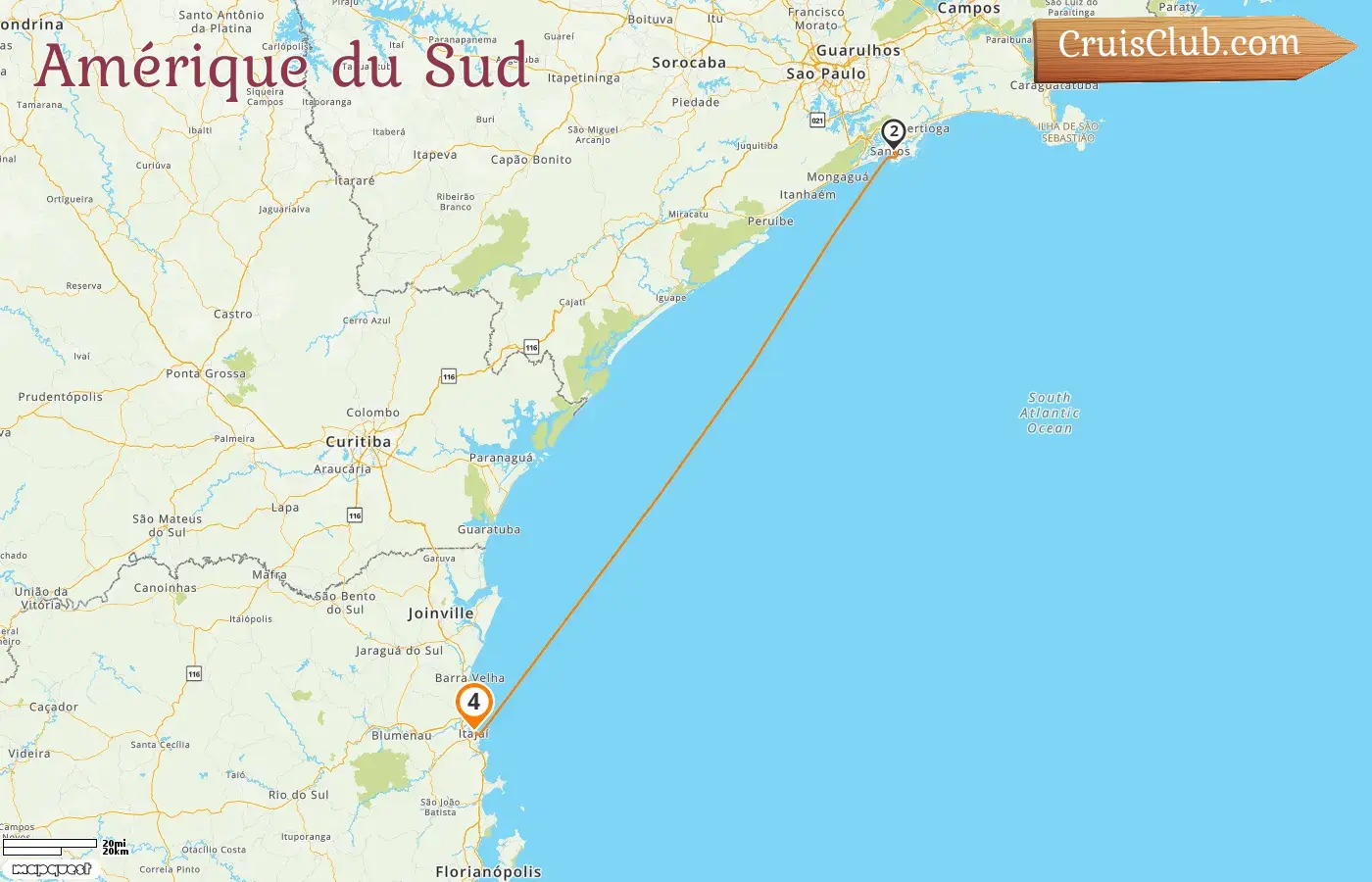 Croisière en Amérique du Sud au départ d`Itajaí à bord du navire Costa Diadema avec escales au Brésil pendant 4 jours