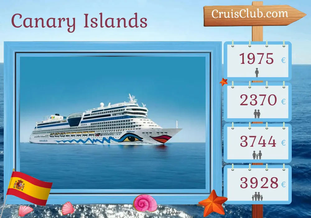 Cruise in the Canary Islands from Puerto del Rosario to Las Palmas aboard AIDAmar ship with visits to Spain for 10 days