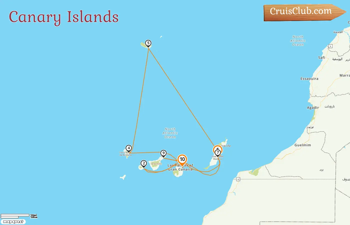 Cruise in the Canary Islands from Puerto del Rosario to Las Palmas aboard AIDAmar ship with visits to Spain for 10 days