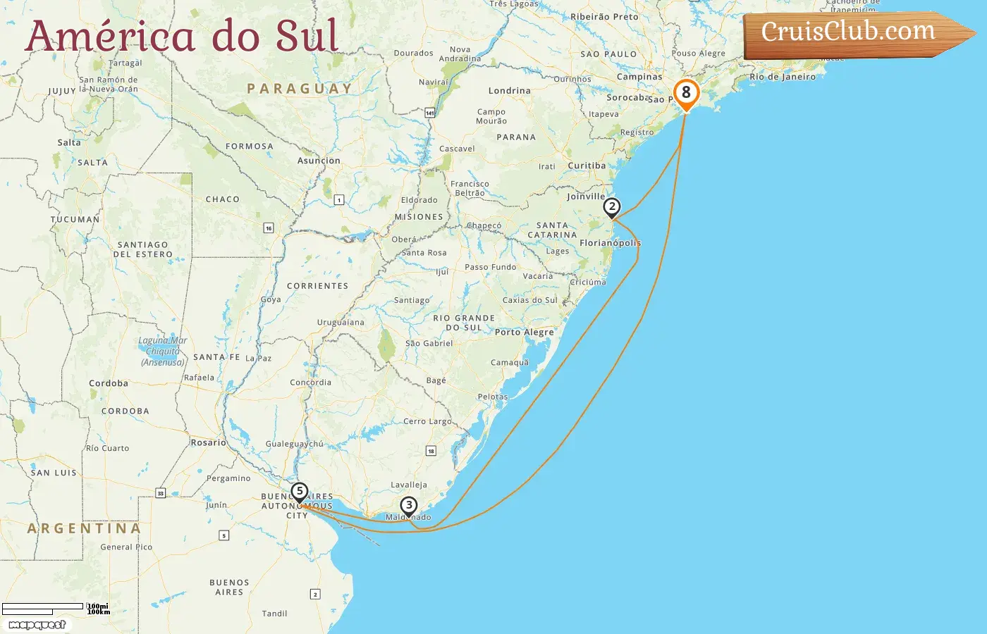 Cruzeiro na América do Sul partindo de Saints a bordo do navio MSC Preziosa com visitas ao Brasil, Uruguai e Argentina por 8 dias