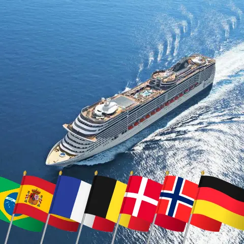 Cruise in the Transatlantic from Saints to Hamburg aboard MSC Preziosa ship with visits to Brazil, Spain, France, Belgium, Denmark, Norway, and Germany for 25 days