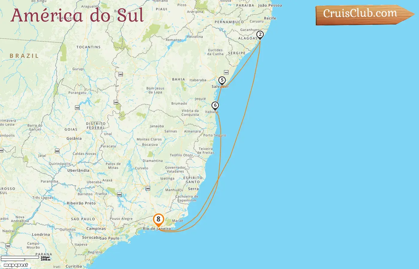 Cruzeiro na América do Sul a partir do Rio de Janeiro a bordo do navio MSC Armonia com visitas ao Brasil por 8 dias