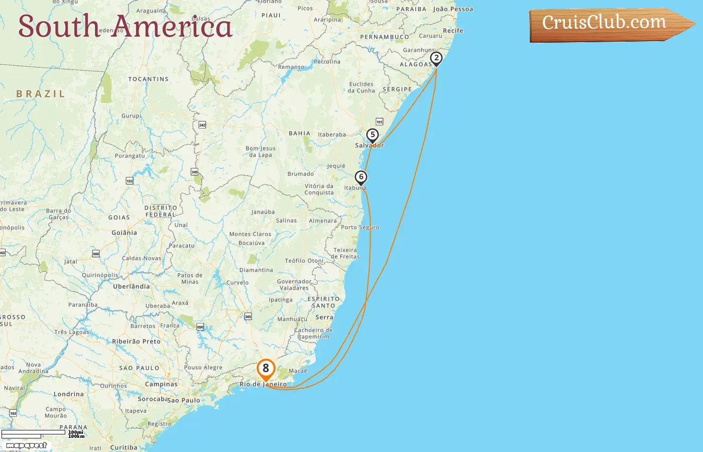 Cruise in the South America from Rio de Janeiro aboard MSC Armonia ship with visits to Brazil for 8 days