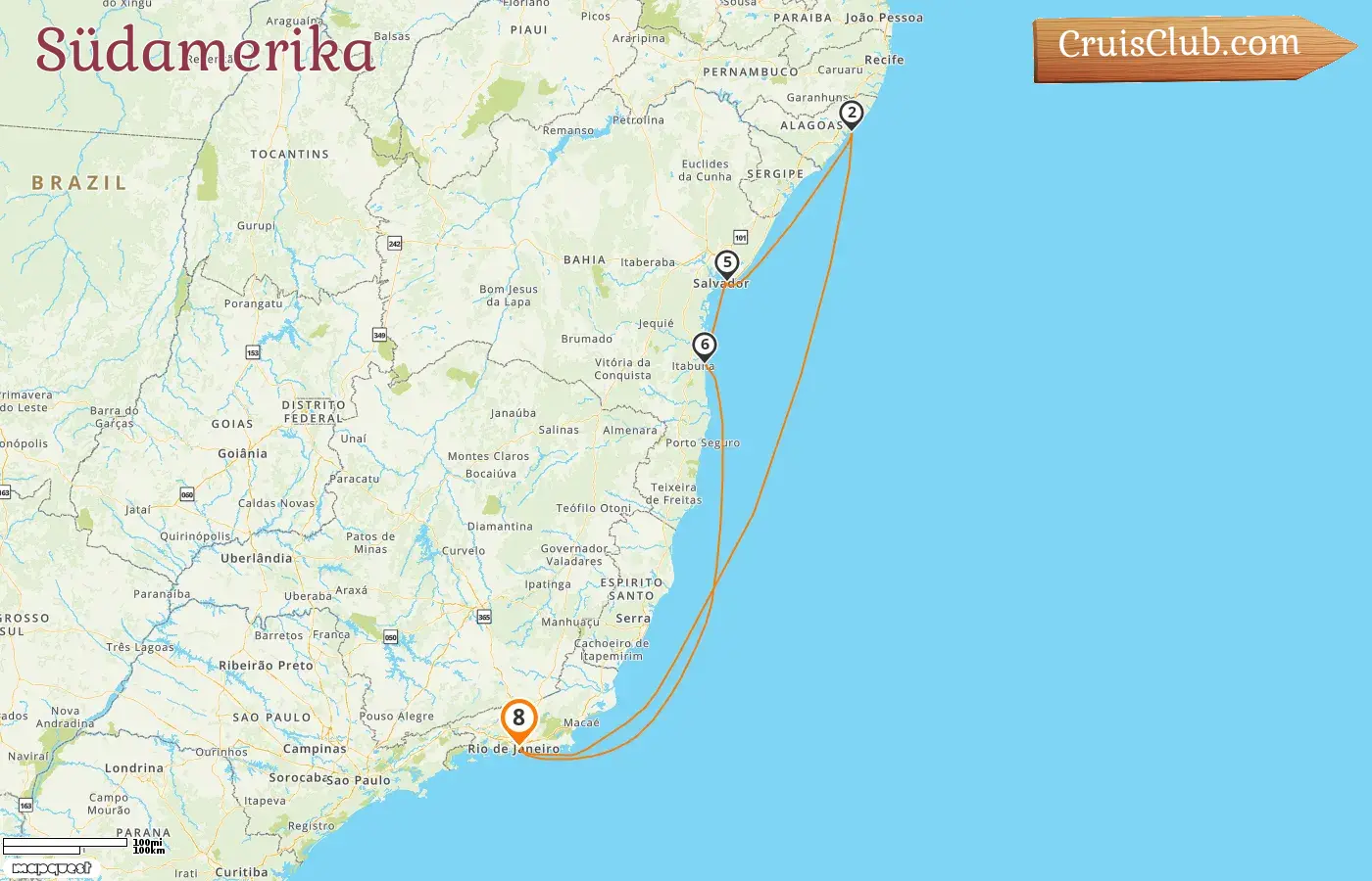 Kreuzfahrt in Südamerika ab Rio de Janeiro an Bord des Schiffes MSC Armonia mit Besuchen in Brasilien für 8 Tage