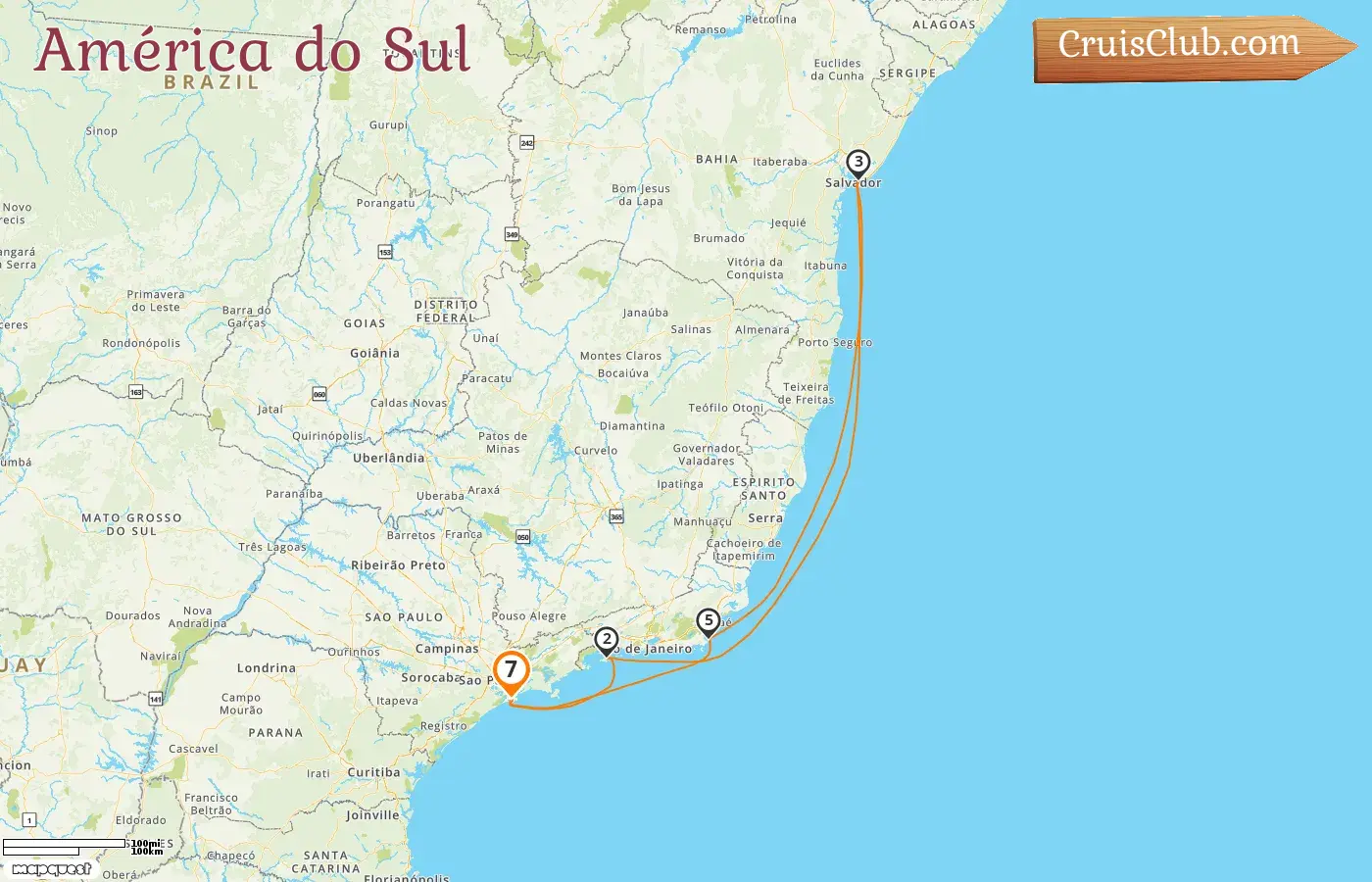 Cruzeiro na América do Sul a partir de Santos a bordo do navio MSC Preziosa com visitas ao Brasil por 7 dias