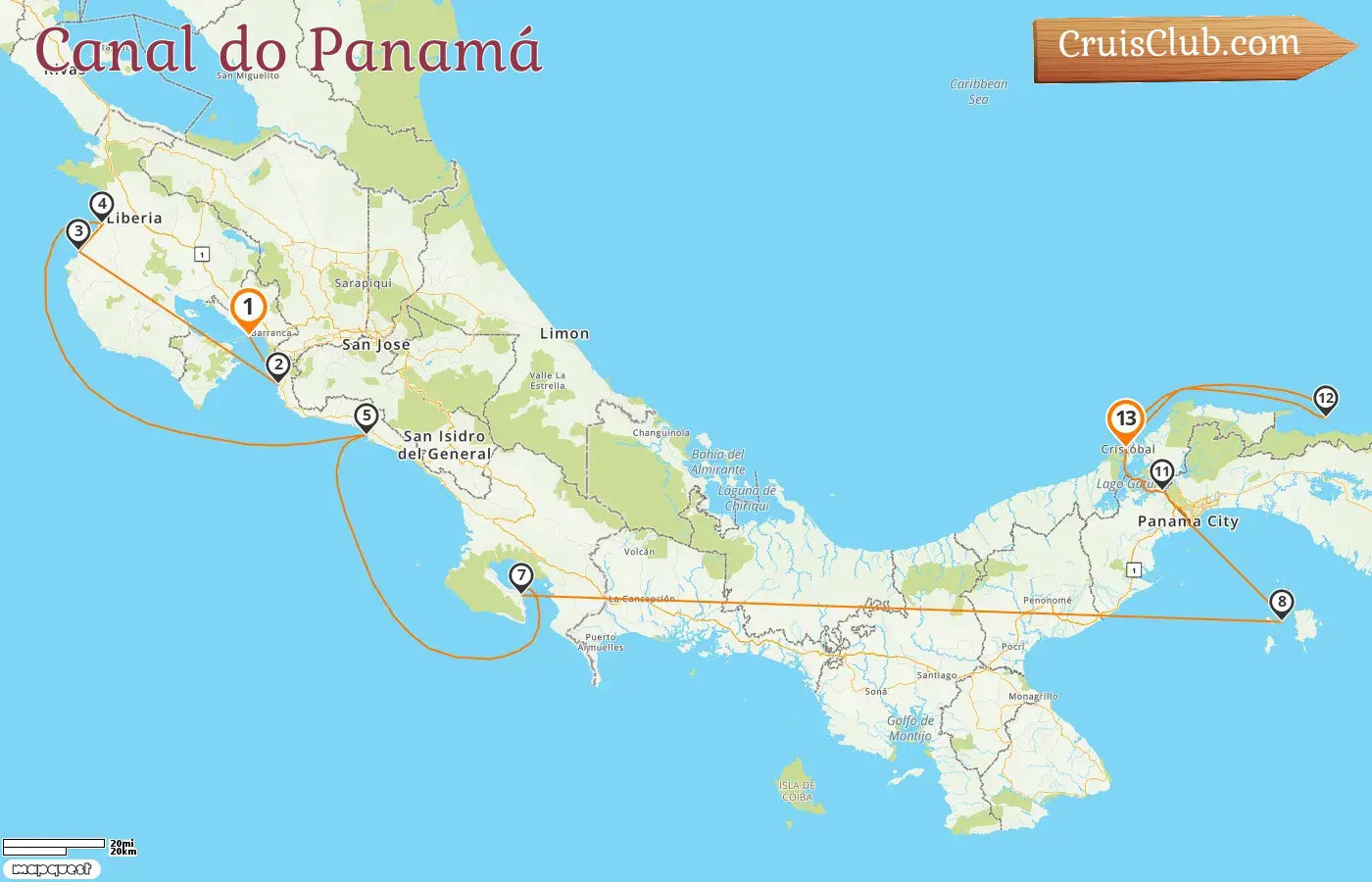 Cruzeiro no Canal do Panamá de Puntarenas para Colônia a bordo do navio Sea Cloud Spirit com visitas à Costa Rica e Panamá por 13 dias