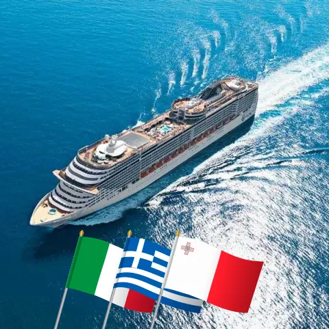 Cruise in the Mediterranean from Bari to Civitavecchia aboard MSC Fantasia ship with visits to Italy, Greece, and Malta for 6 days