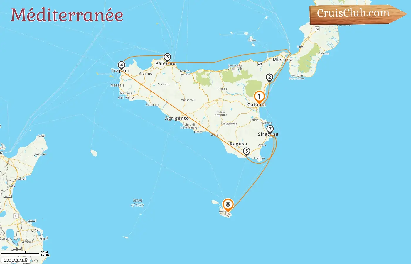 Croisière en Méditerranée de Catane à La Valette à bord du navire Sea Cloud Spirit avec des visites en Italie et à Malte pendant 8 jours