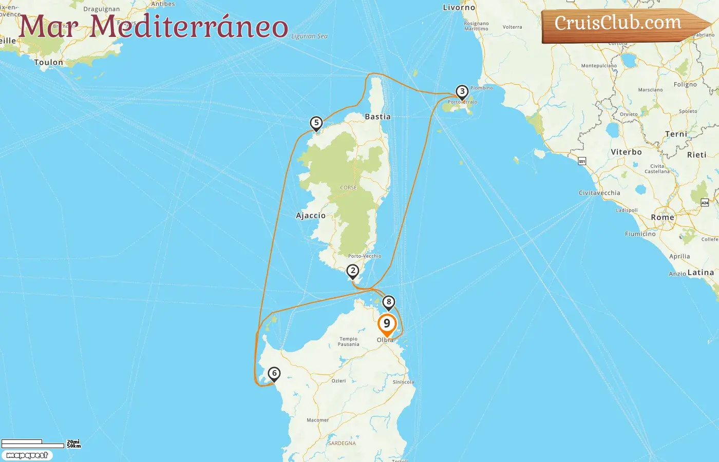 Crucero en el Mediterráneo desde Olbia a bordo del barco Sea Cloud Spirit con visitas a Italia y Francia durante 9 días