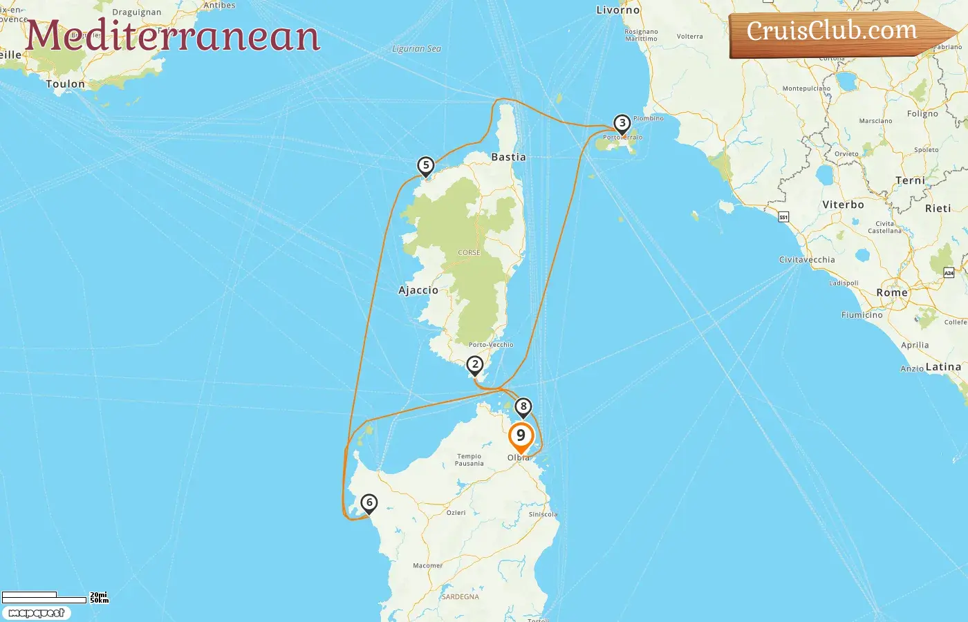 Cruise in the Mediterranean from Olbia aboard Sea Cloud Spirit ship with visits to Italy and France for 9 days