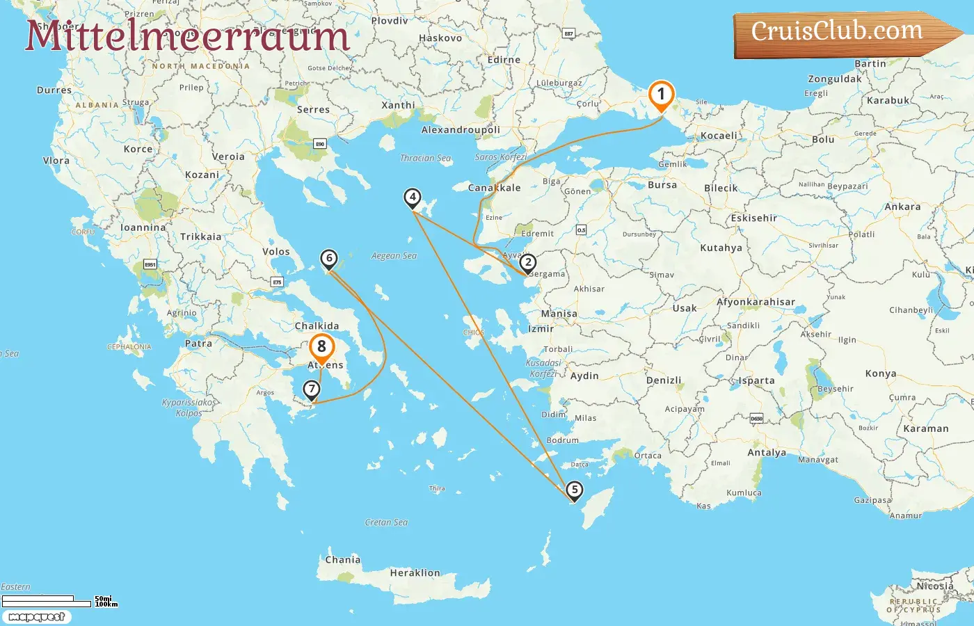 Mittelmeer-Kreuzfahrt von Istanbul nach Piräus an Bord des Star Flyer-Schiffs mit Besuchen in der Türkei und Griechenland für 8 Tage