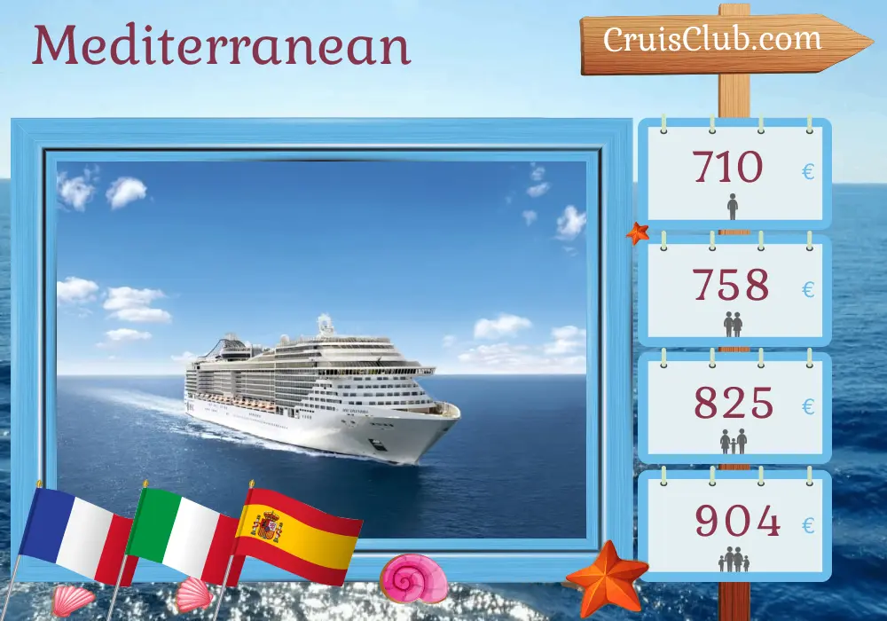 Cruise in the Mediterranean from Marseille aboard MSC Splendida ship with visits to France, Italy, and Spain for 5 days