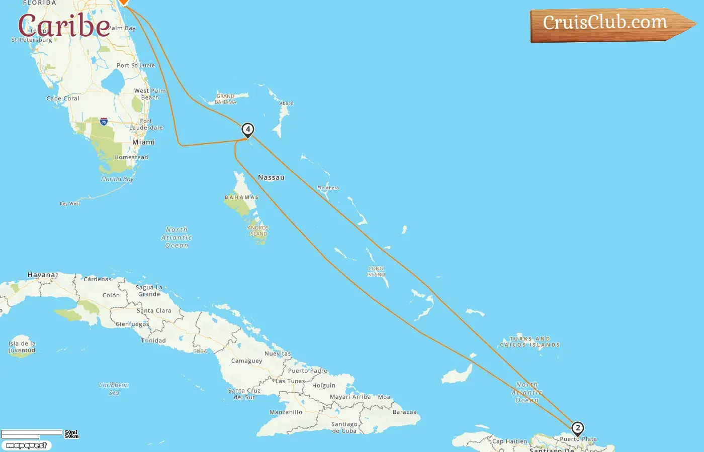 Crucero por el Caribe desde Port Canaveral / Orlando a bordo del barco Norwegian Getaway con visitas a EE. UU., República Dominicana y Bahamas durante 6 días