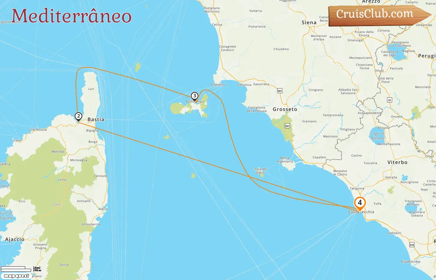 Cruzeiro no Mediterrâneo a partir de Civitavecchia a bordo do navio Royal Clipper com visitas à Itália e França por 4 dias