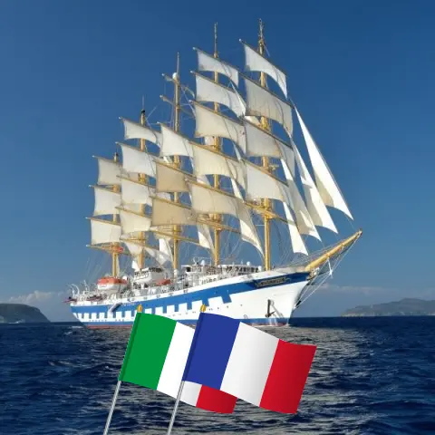 Cruise in the Mediterranean from Civitavecchia aboard Royal Clipper ship with visits to Italy and France for 4 days