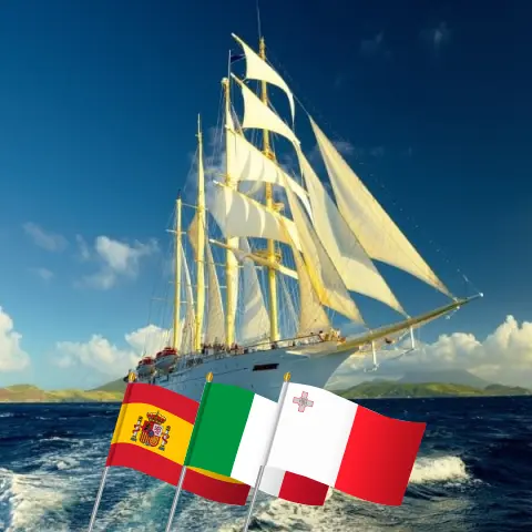 Cruise in the Mediterranean from Malaga to Valletta aboard Star Flyer ship with visits to Spain, Italy, and Malta for 10 days