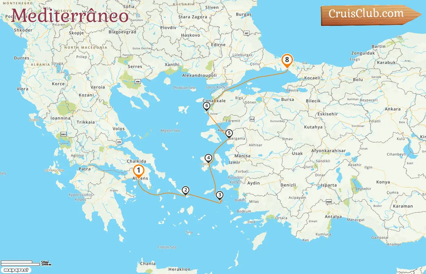 Cruzeiro no Mediterrâneo de Pireu a Istambul a bordo do navio Star Flyer com visitas à Grécia e à Turquia por 8 dias