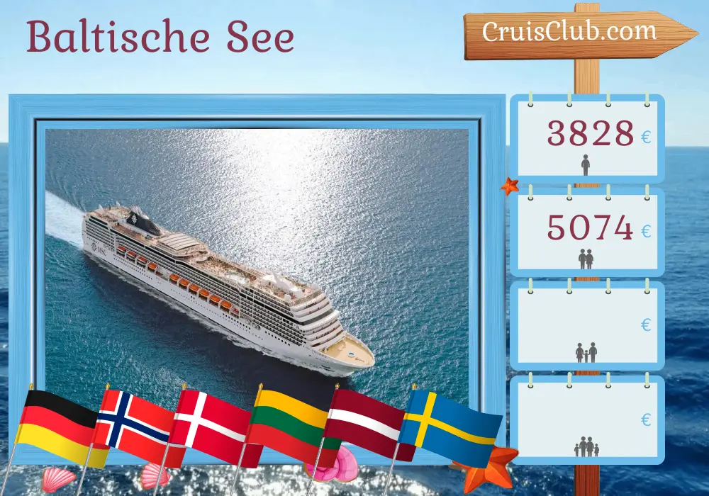 Kreuzfahrt in der Ostsee von Warnemünde an Bord des MSC Magnifica Schiffes mit Besuchen in Deutschland, Norwegen, Dänemark, Polen, Litauen, Lettland und Schweden für 15 Tage