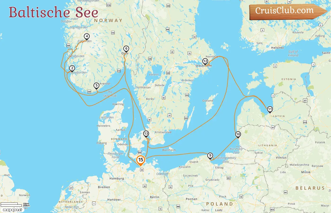 Kreuzfahrt in der Ostsee von Warnemünde an Bord des MSC Magnifica Schiffes mit Besuchen in Deutschland, Norwegen, Dänemark, Polen, Litauen, Lettland und Schweden für 15 Tage