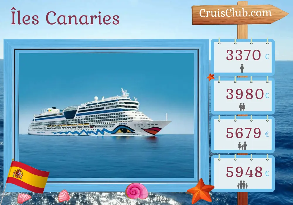 Croisière dans les îles Canaries au départ de Las Palmas à bord du navire AIDAmar avec des visites en Espagne pendant 15 jours
