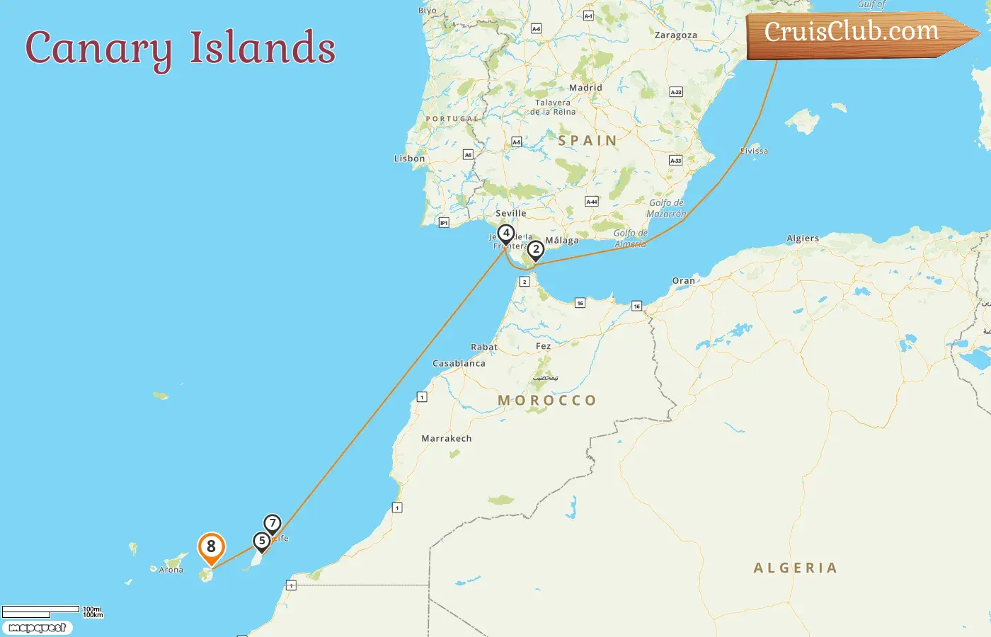 Cruise in the Canary Islands from Barcelona to Las Palmas aboard AIDAblu ship with visits to Spain and Gibraltar for 8 days