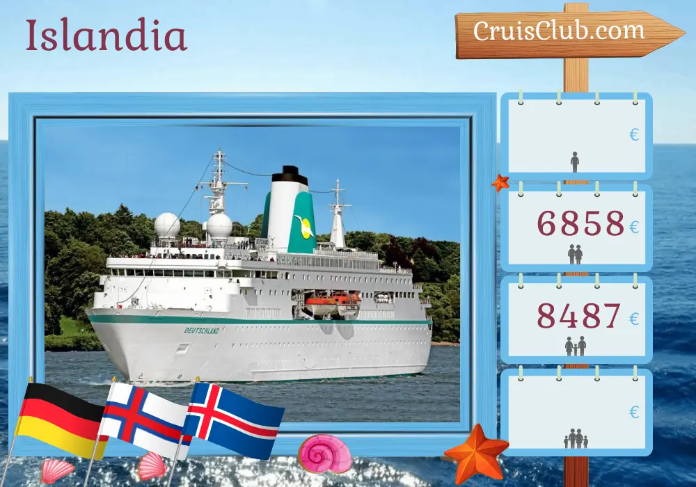 Crucero por Islandia desde Cuxhaven a bordo del barco MS Deutschland con visitas a Alemania, Islas Feroe e Islandia durante 17 días