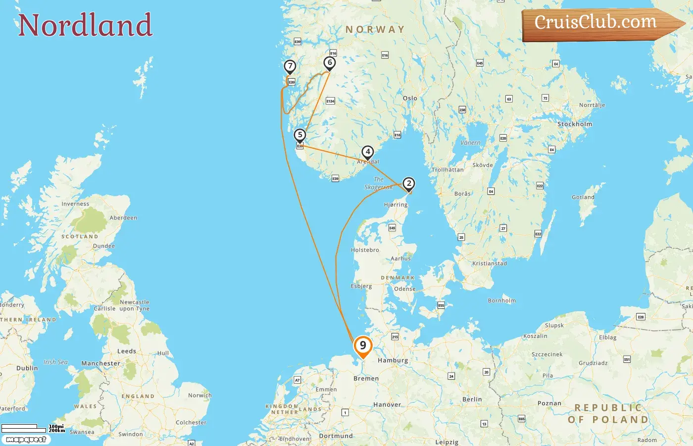 Croisière dans le Nord à bord du navire Artania au départ de Bremerhaven avec des visites en Allemagne, au Danemark et en Norvège pendant 9 jours