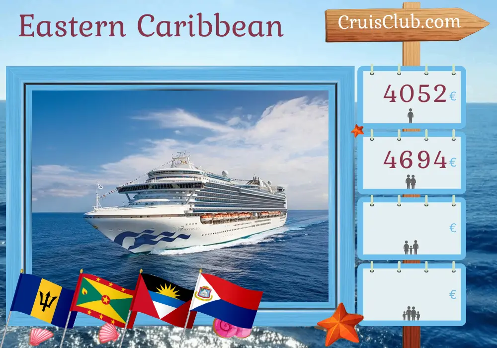 Kreuzfahrt in die östliche Karibik ab Saint John an Bord des Schiffes Crown Princess mit Besuchen in Puerto Rico, Barbados und Grenada für 15 Tage