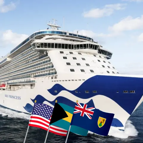 Cruise in the Caribbean from Port Canaveral / Orlando aboard Sky Princess ship with visits to USA, Bahamas, Puerto Rico, and Dominican Republic for 9 days