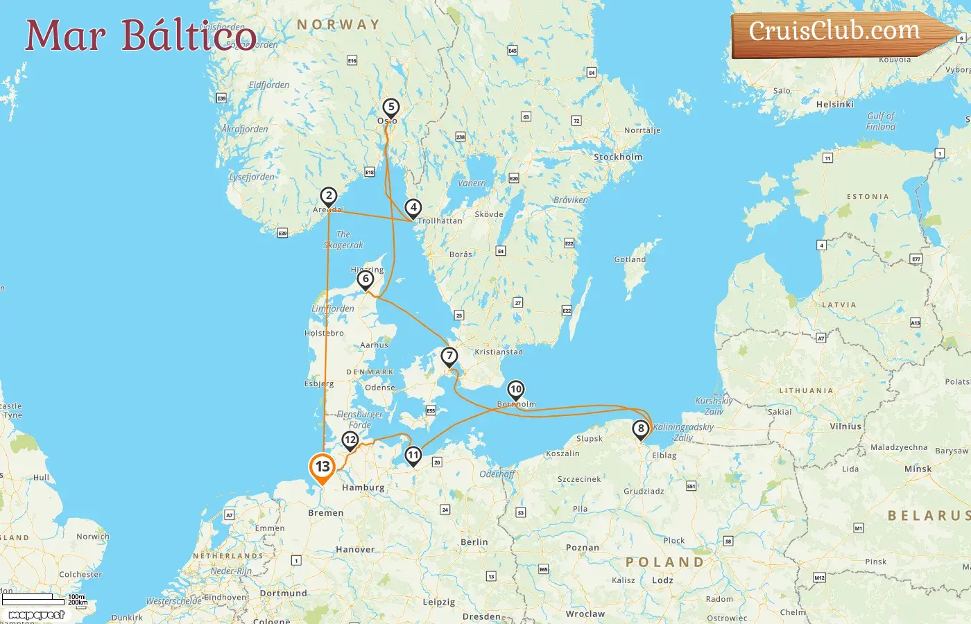 Crucero en el mar Báltico desde Bremerhaven a bordo del barco Amadea con visitas a Alemania, Noruega, Suecia, Dinamarca y Polonia durante 13 días