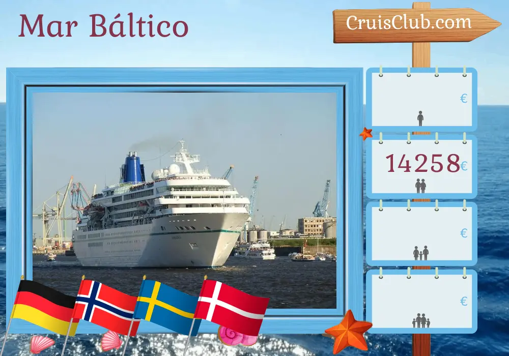 Cruzeiro no Mar Báltico de Bremerhaven a bordo do navio Amadea com visitas à Alemanha, Noruega, Suécia, Dinamarca e Polônia por 13 dias