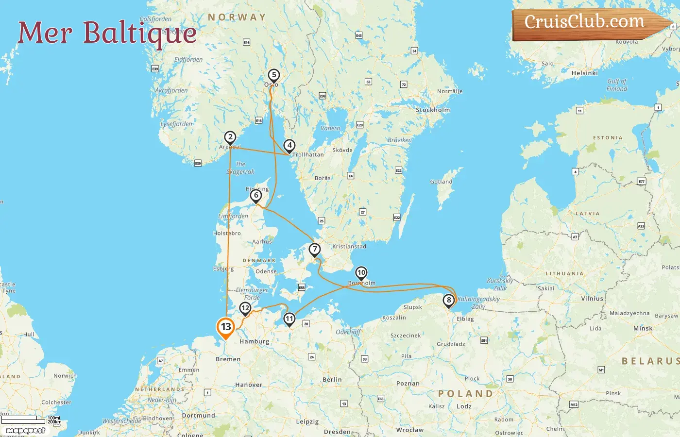 Croisière en mer Baltique au départ de Bremerhaven à bord du navire Amadea avec des visites en Allemagne, Norvège, Suède, Danemark et Pologne pendant 13 jours