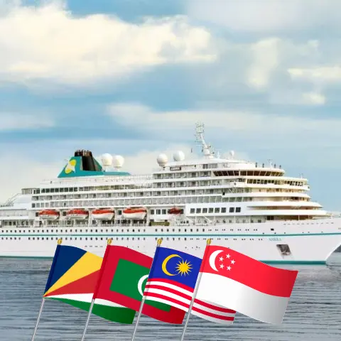 Cruise in the Asia from Victoria to Benoa aboard Amera ship with visits to Seychelles, Maldives, Sri Lanka, Indonesia, Malaysia, and Singapore for 24 days