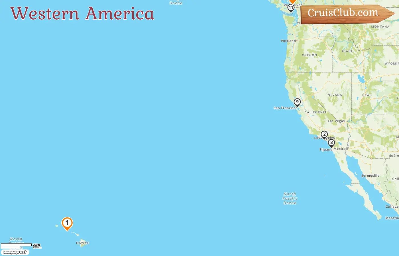 Cruise in the Western America from Honolulu to Vancouver aboard Royal Princess ship with visits to USA and Canada for 13 days