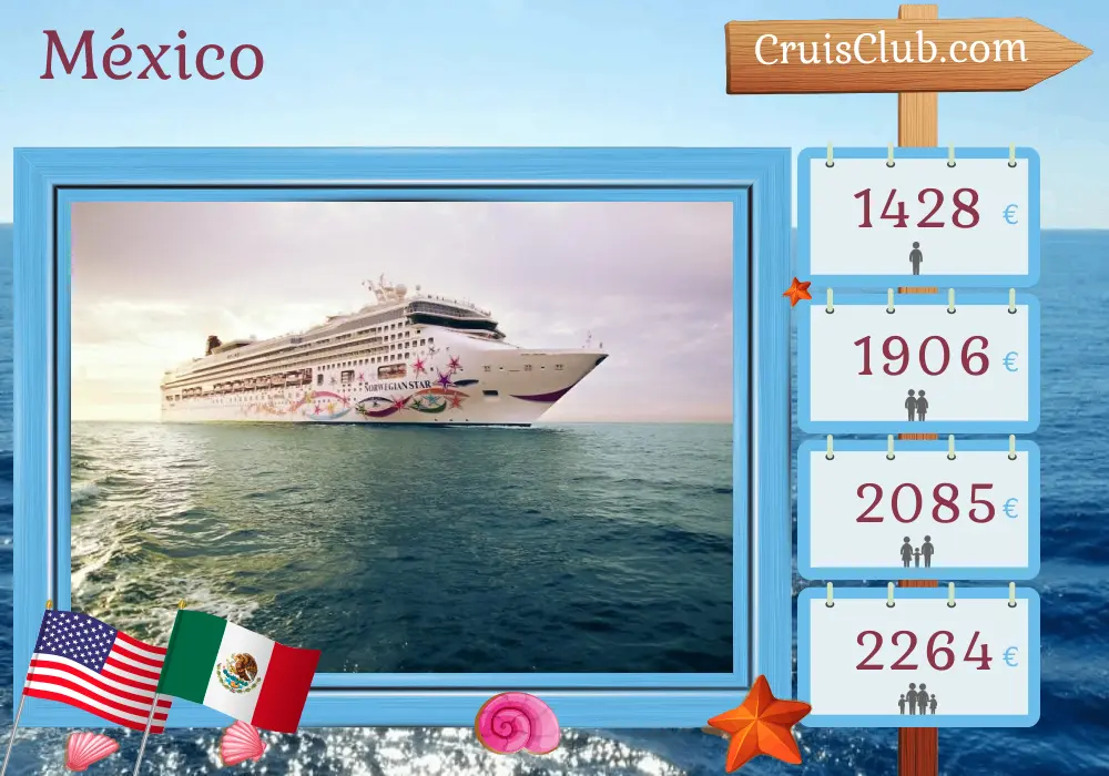 Cruzeiro no México a partir de San Diego a bordo do navio Norwegian Star com visitas aos EUA e México por 8 dias