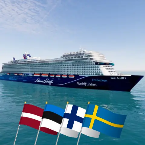 Cruise in the Baltic Sea from Kiel aboard Mein Schiff 7 ship with visits to Latvia, Estonia, Finland, and Sweden for 8 days