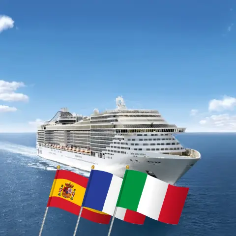 Cruzeiro no Mediterrâneo a partir de Barcelona a bordo do navio MSC Splendida com visitas à Espanha, França, Itália e Tunísia por 8 dias