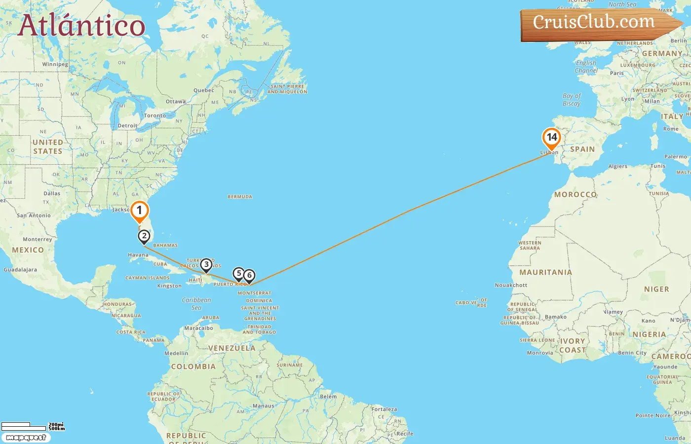 Crucero en el Transatlántico de Tampa a Lisboa a bordo del barco Norwegian Star con visitas a Estados Unidos y República Dominicana por 14 días