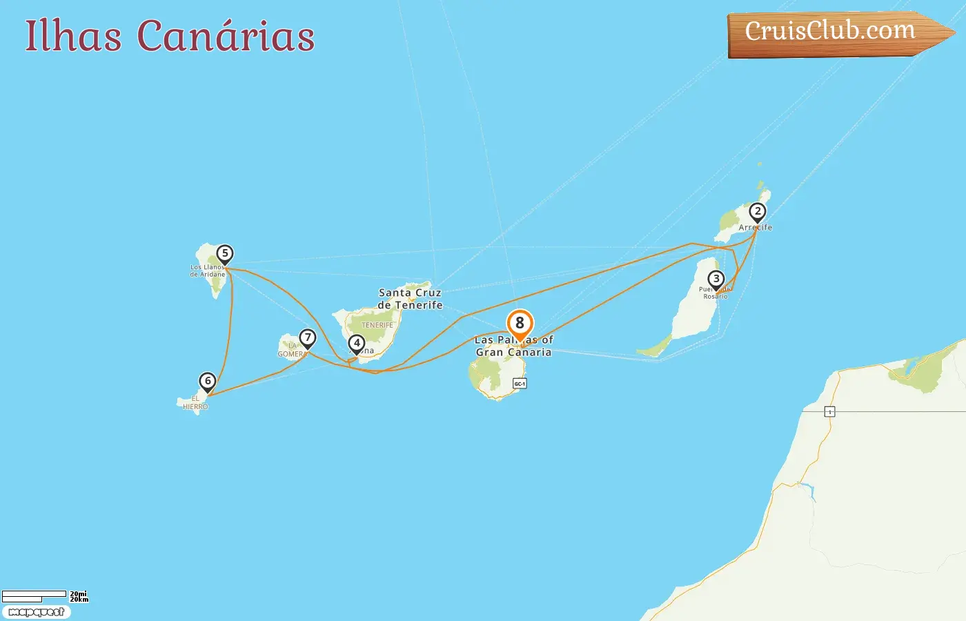 Cruzeiro nas Ilhas Canárias a partir de Las Palmas a bordo do navio Le Lapérouse com visitas à Espanha por 8 dias