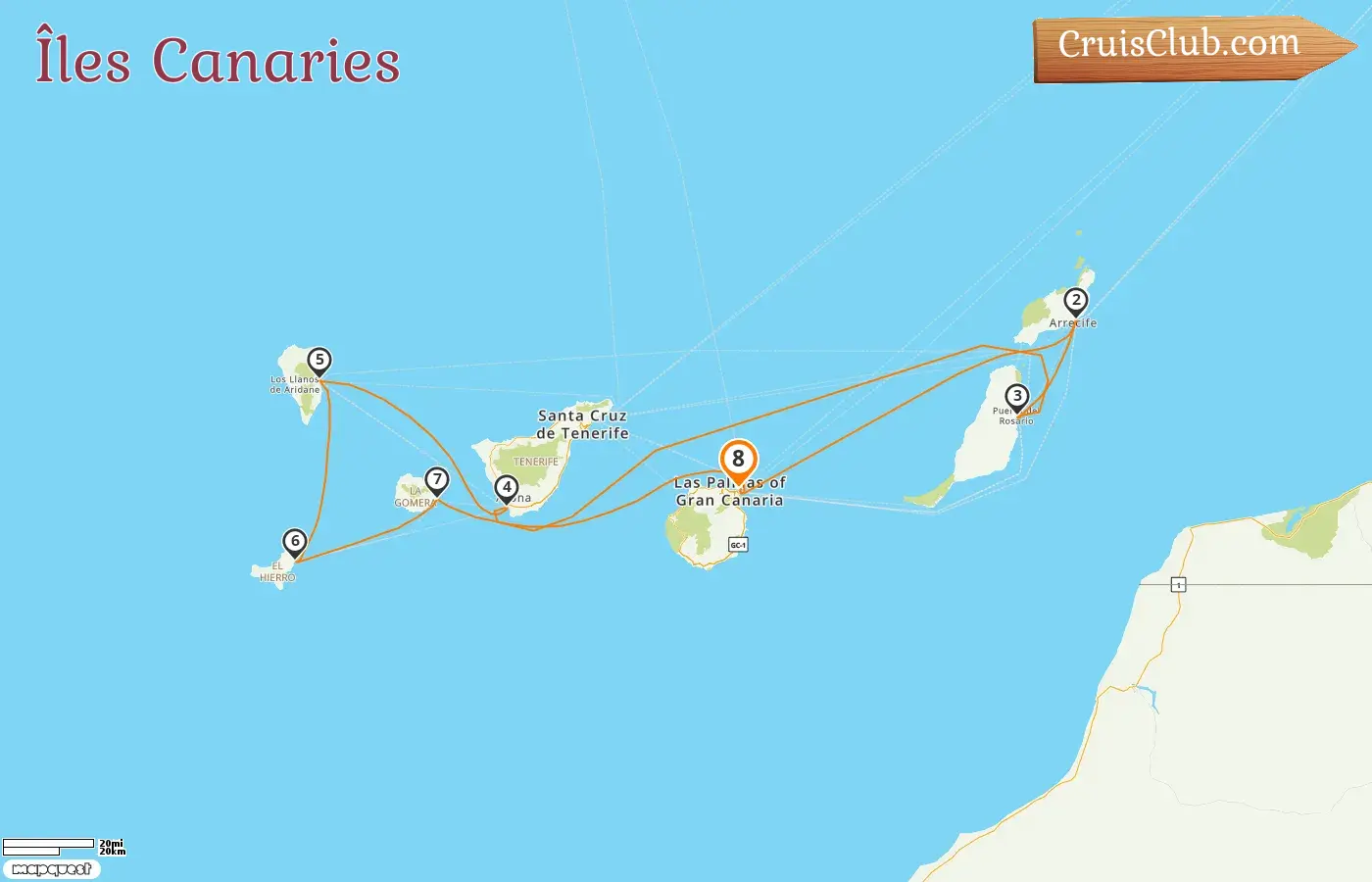 Croisière dans les îles Canaries au départ de Las Palmas à bord du navire Le Lapérouse avec des visites en Espagne pendant 8 jours