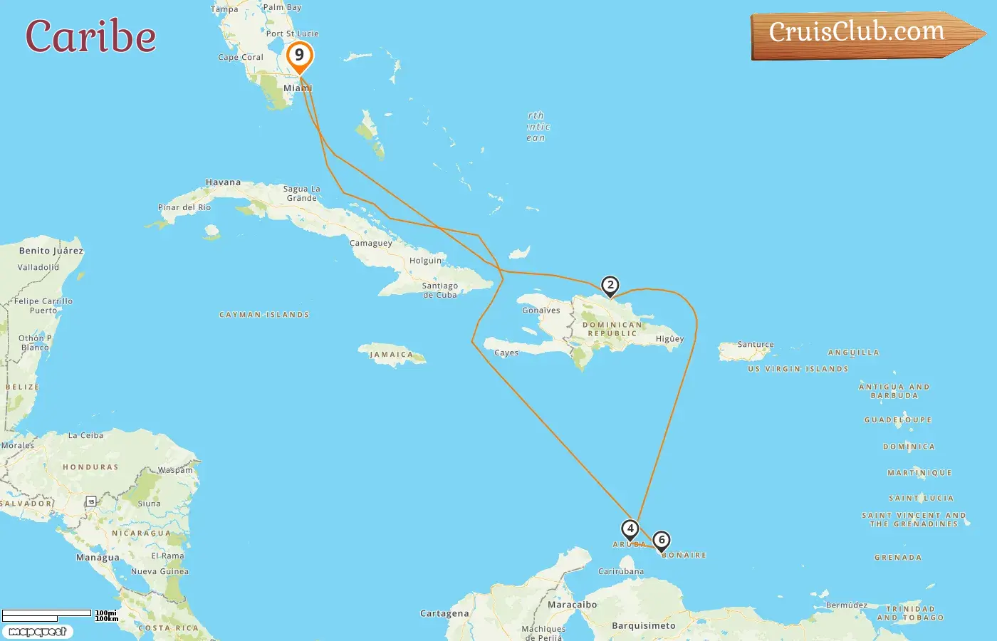 Crucero por el Caribe desde Fort Lauderdale a bordo del barco Regal Princess con visitas a Estados Unidos, República Dominicana, Aruba y Curazao durante 9 días